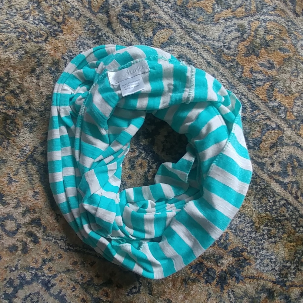 Turquoise striped infinity scarf
